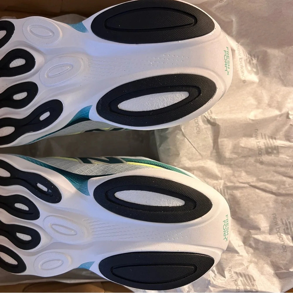 New Balance Ellipse V1 Running Sneakers in Teal, White, Yellow (8 wide)